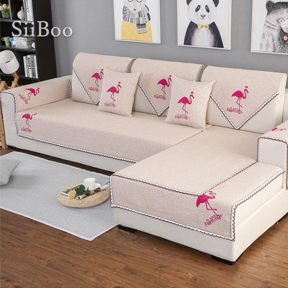 Чехол для дивана из хлопка с принтом фламинго чехлы мебели гостиной защитный