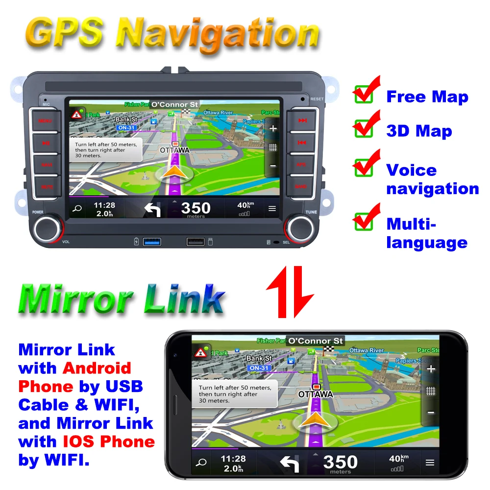 7 дюймов Android 2 Din Автомобильный Радио мультимедийный плеер GPS стерео для Volkswagen Passat