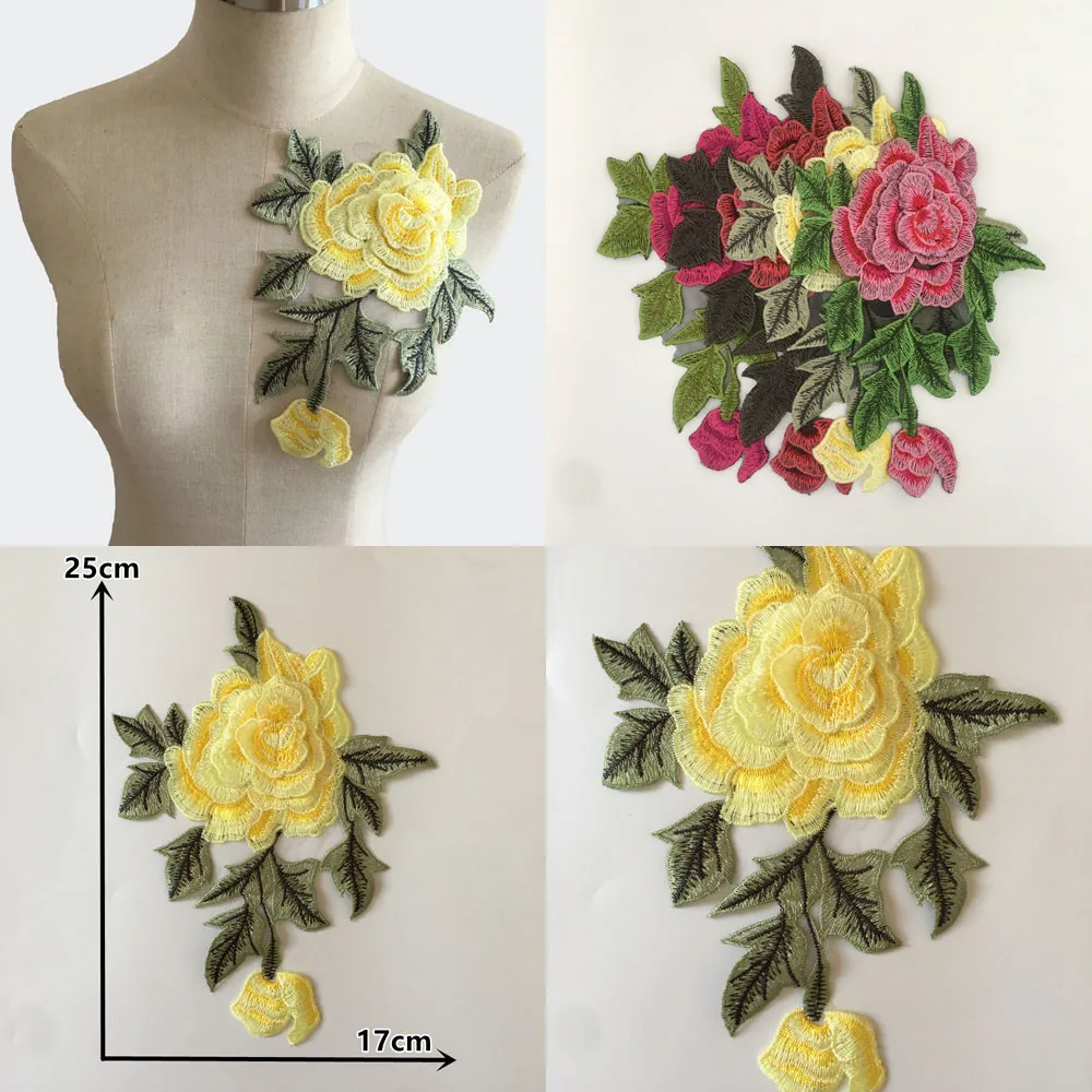 Высококачественное кружево искусственное 3D Цветочная вышивка полиэстеровый