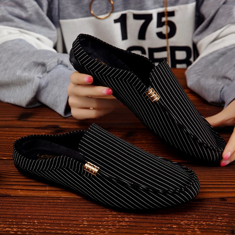 

Men's semi-slippers, Korean trend, one pedal, bean shoes, no heel pack, scalp slippers