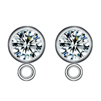 10 pcslot stainless steel crystals womens earrings stud post connectors rings diy jewelry making findings