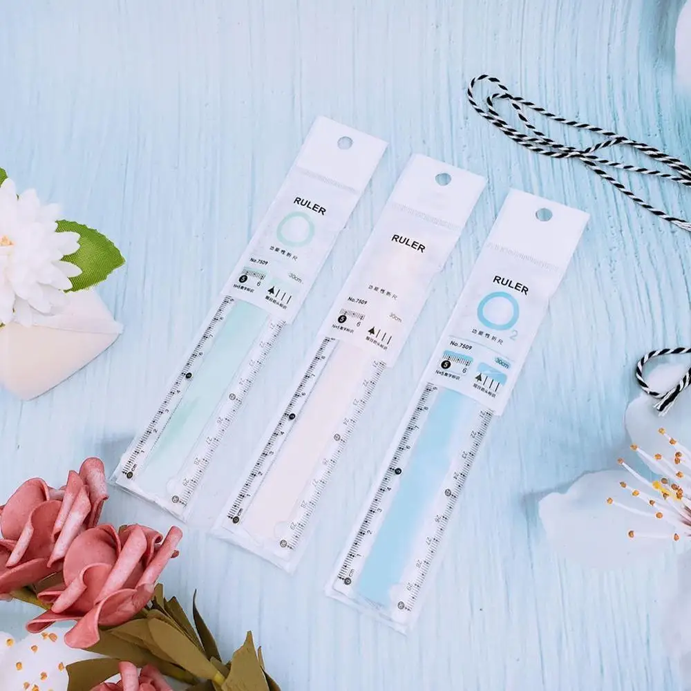 

30CM New Cute Kawaii Study Time Color Folding Ruler DIY For Kids Students Drawing Rulers School Stationery Multifunction Of B3W3