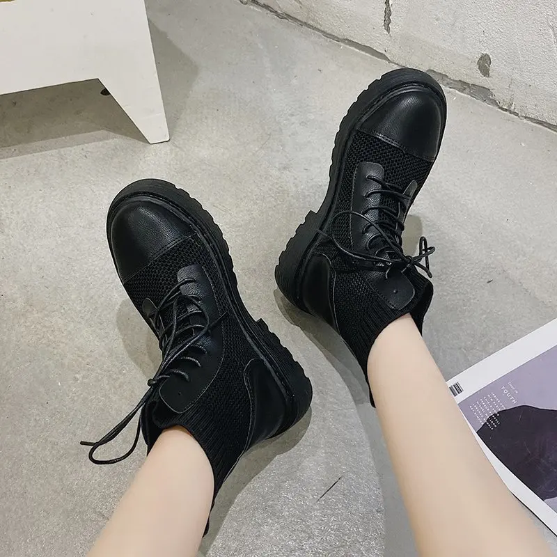 

Women Boots 2020 New Autumn Winter Explosions Suede Canvas Matching Women Ankle Boots Wild High-top Mouthboots Women Shoes