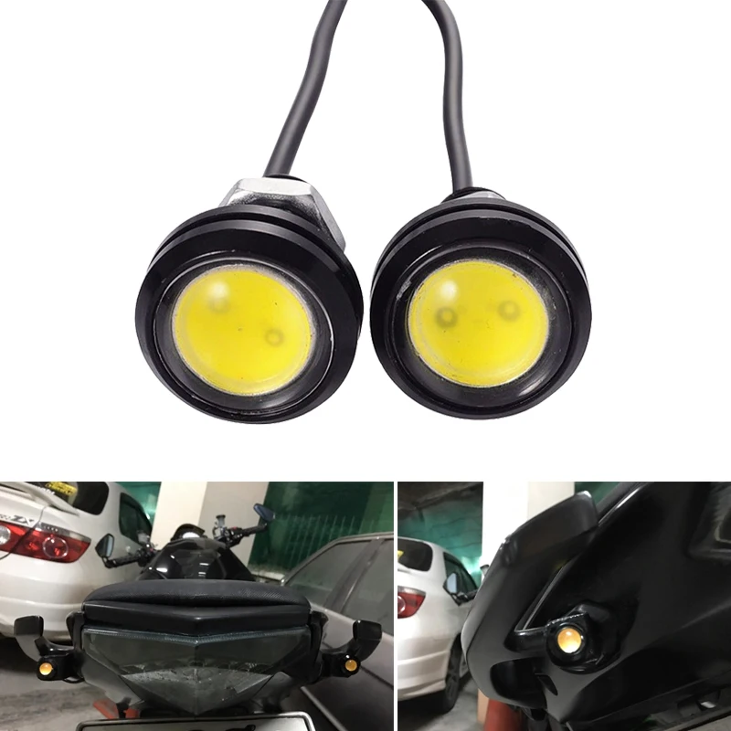 

2x Car LED Signal Bulb COB Auto DRL Daytime Running Light Eagle Eye Fog Lamp Brake Reverse Parking Styling Yellow Red 18MM 23MM