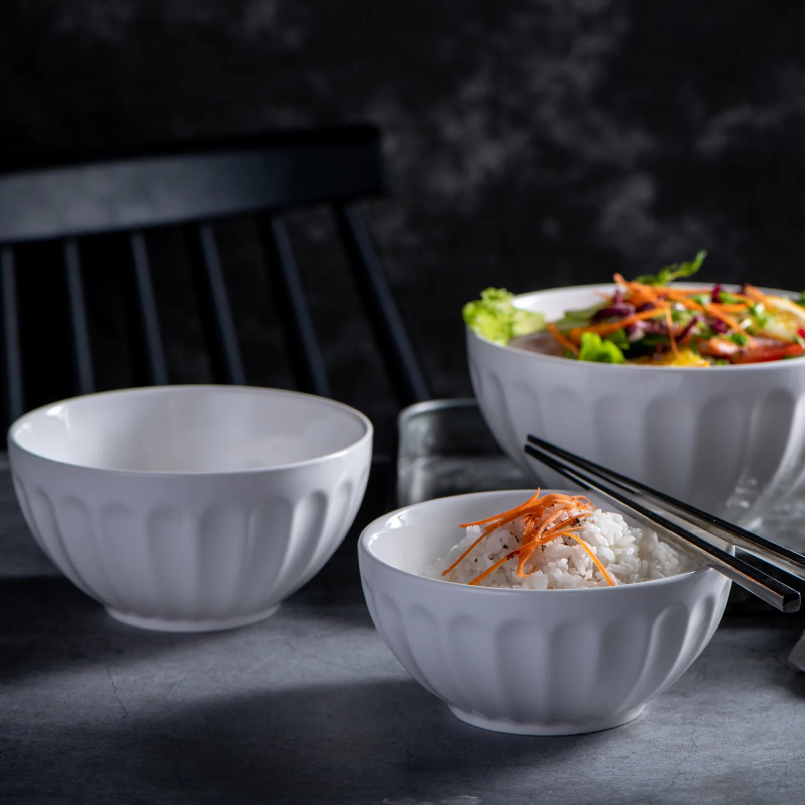 Миска для риса Корейская бытовая миска супа большая лапши белая керамическая