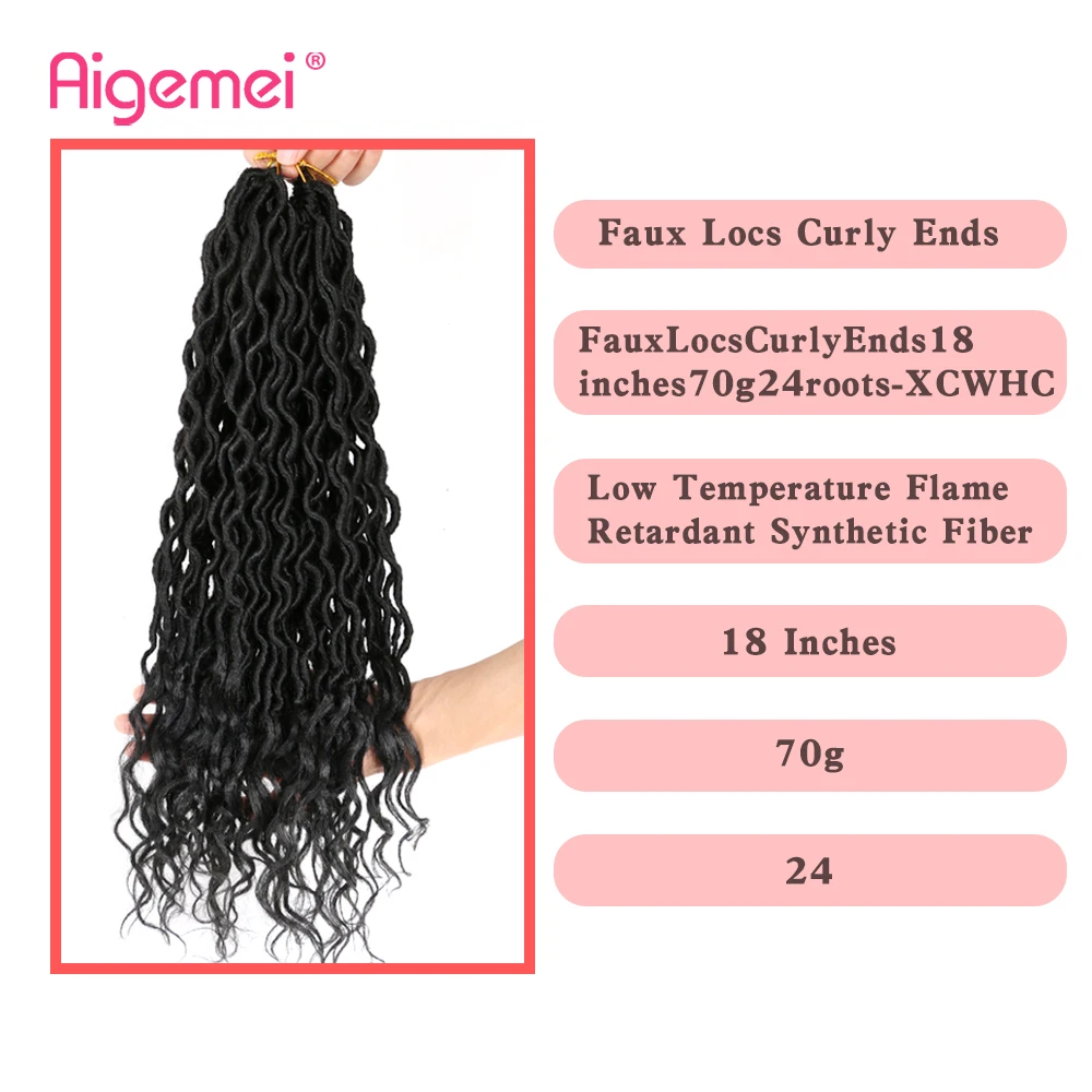 Aigemei Faux Locs Curly заканчивается эффектом деграде (переход от темного к крючком