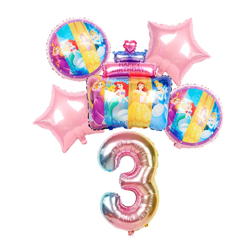 

1set Disney Princess Cake Foil Balloons Baby Shower 32inch Number Birthday party decorations kids Toys 18inch Children's Globos