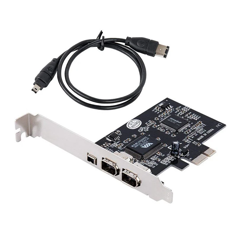 Карта Firewire адаптер PCIe 800 для Windows 10 с низкопрофильным кронштейном и кабелем 3 порта