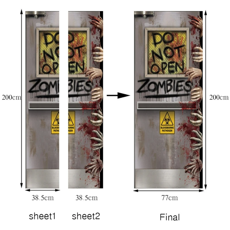 

2pcs/set Horrible Halloween Door Stickers Removable Do Not Open Glass Window PVC