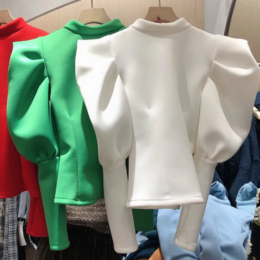 

DEAT 2021 Spring Autumn Fashion Casual Temperament High Collar Bottoming T-shirt Slim Fit Long Sleeve Thickened Women Tops SH226