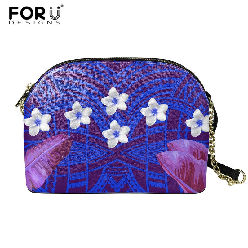 

FORUDESIGNS Brand Designer Shoulder Bags Polynesia Style Plumeria Banana Leaves Print Shell Messenger Bag for Women Handbags