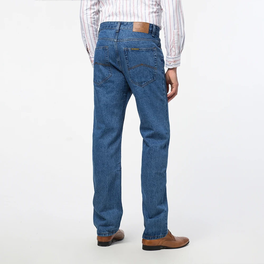 100% хлопок мужские повседневные джинсовые брюки весна-осень длинные синие прямые