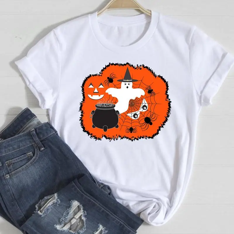 

Women Scary Watercolor Style 2021 Thanksgiving Halloween Autumn Fall Graphic Clothing Tshirt T Female Tee Top Print T-Shirt