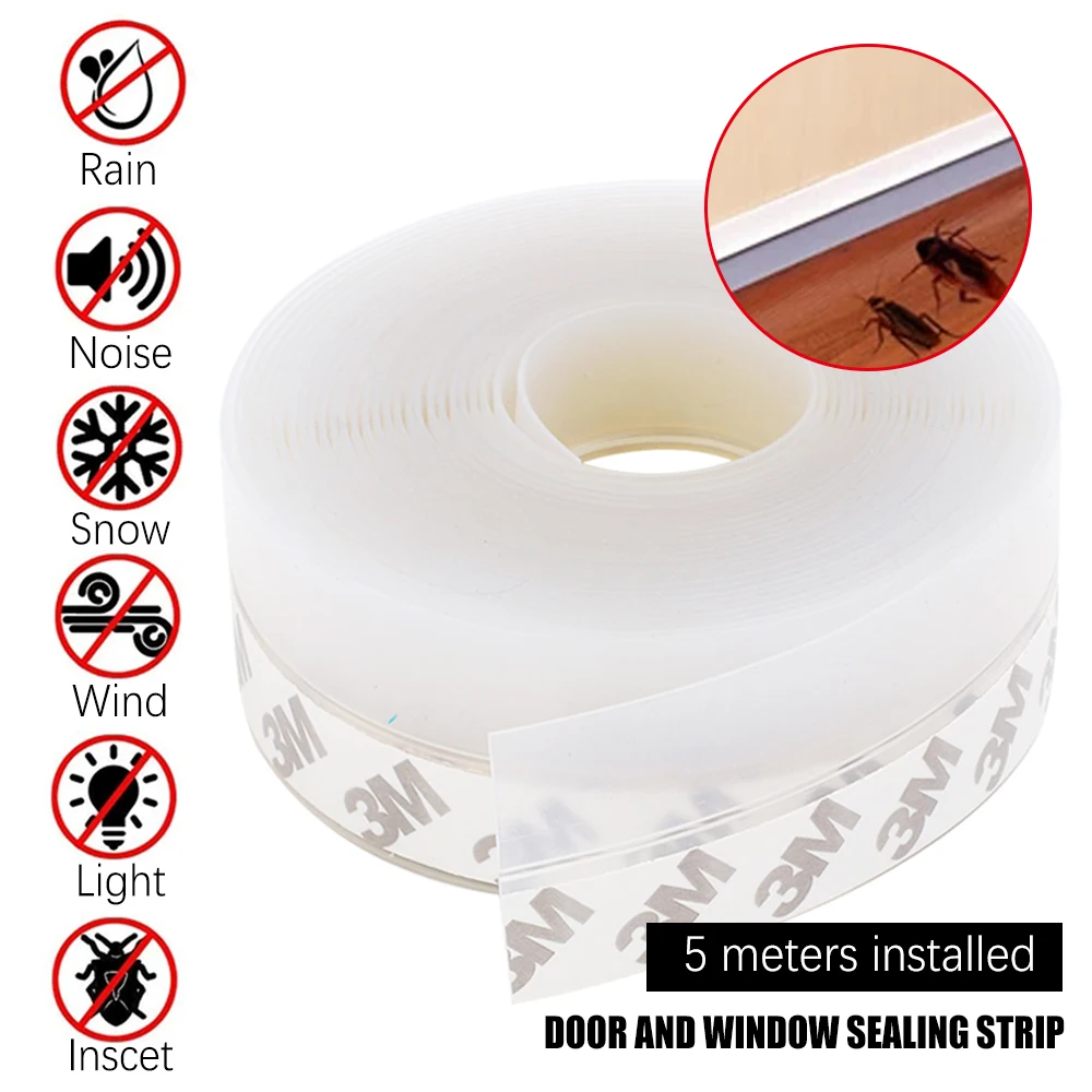 

Tape 5M Door Bottom Seal Strip Weather Window Rubber Seal Weatherstrip Windproof Dust Self Adhesive Door Windshield Sealing Tape