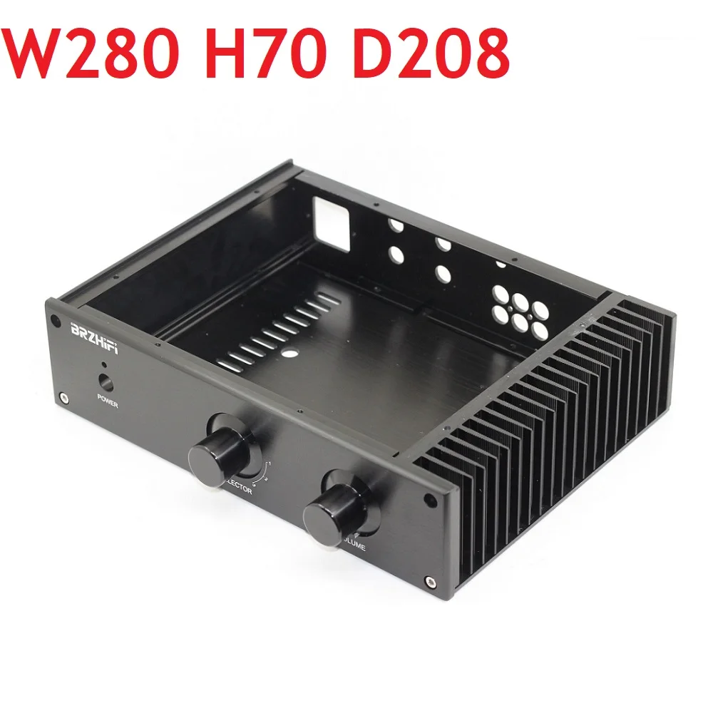 Односторонний радиатор W280 H70 D208, усилитель питания, шасси, анодированный алюминий, сделай сам, ЧПУ, DAC декодер, чехол, преобразователь, корпус