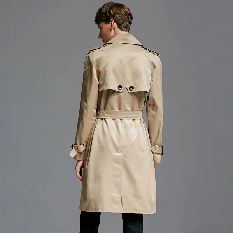 Англия Стиль Мужская мода Хаки пальто с поясом милитари средней длины размера