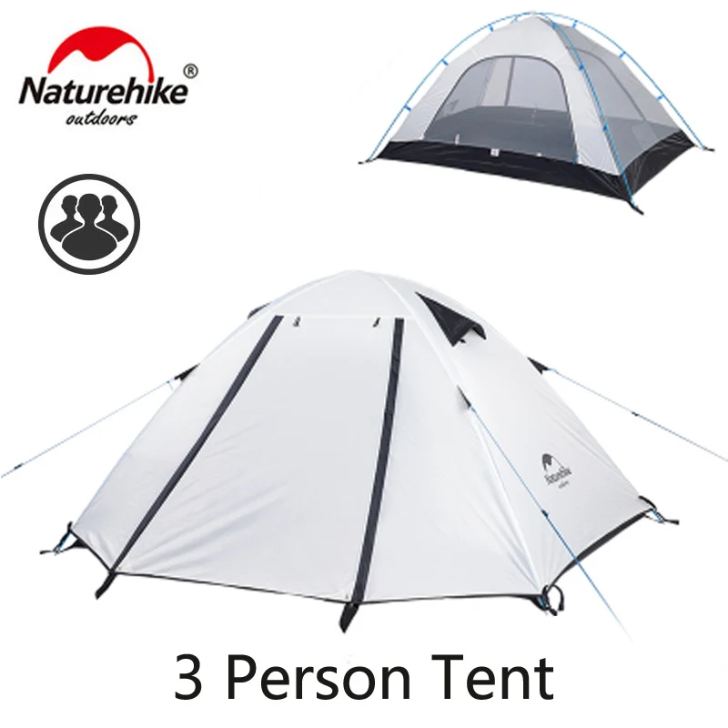 3 Persons White NatureHike обновленная P серия UPF 50+ 2 3 4 человека Сверхлегкий 210T полиэстер ткань двухслойный открытый тент для путешествий, кемпинга - Цвет: 3 Persons White