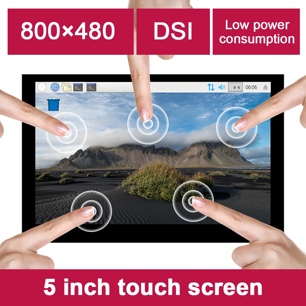 

5-дюймовый DSI LCD емкостный сенсорный дисплей 5 дюймов разрешение 800 × 480 DSI ЖК-экран закаленное стекло панель экран для Raspberry Pi