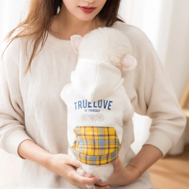 Одежда для чихуахуа зимняя теплая толстовка с капюшоном щенка на липучке милая