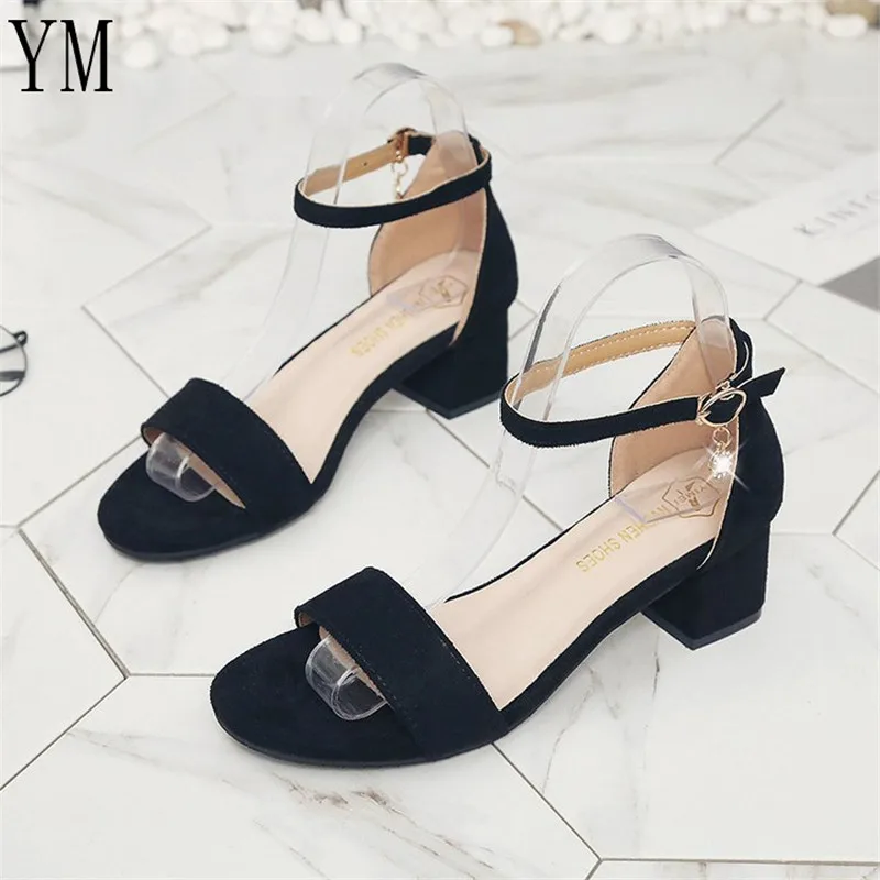 Босоножки внесезонные женские с ремешком на щиколотке блочном каблуке Размеры