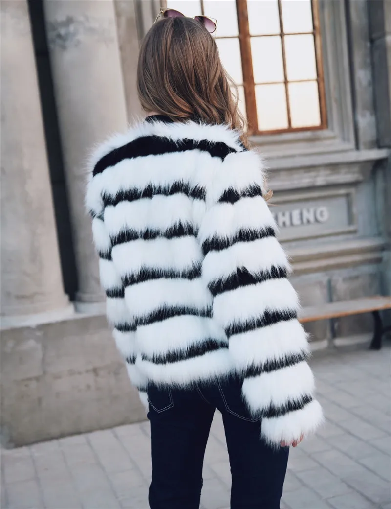 

Thick Warm Faux Fox Fur Female Coat Slim Reversible Plush Slimming Womens Winter Jackets Outerwear Coats Jacket Women O-Neck
