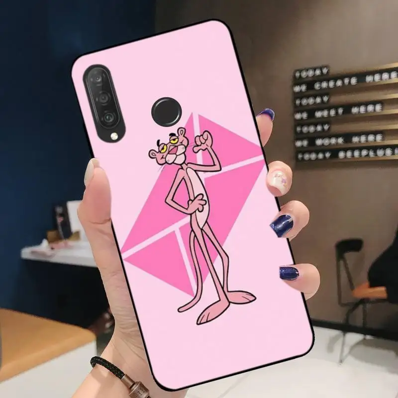 

Cute Cartoon Naughty Leopard Pink Panther Phone Case For Huawei P20 30 40 Pro Mate 20 30 40 Pro Honor 9x 10 30lite Y62019