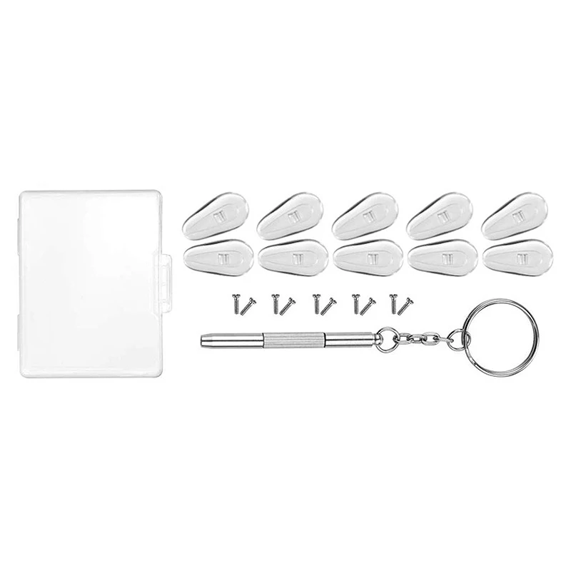 

Metal and Soft Silicone Eyeglasses Nose Pads,5 Pairs of Glasses Nose Pad Set with Repair Kit Screws and Screwdriver