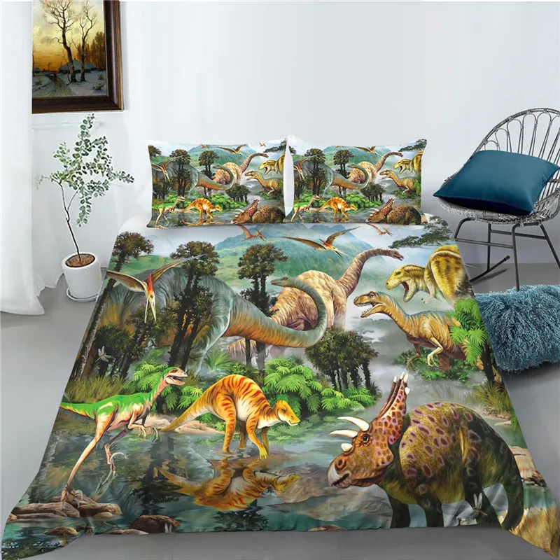 

Комплект постельного белья с 3D изображением динозавра, пододеяльник, наборы, Королевский размер, для детей, для мальчиков и девочек, декор для комнаты, набор одеял для спальни