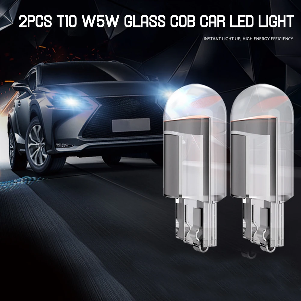 

Glass Shell High Bright Original COB T10 W5W 194 168 LED Car Bulb Green Red Blue Amber License Plate Lamp DC 12V Dome Light