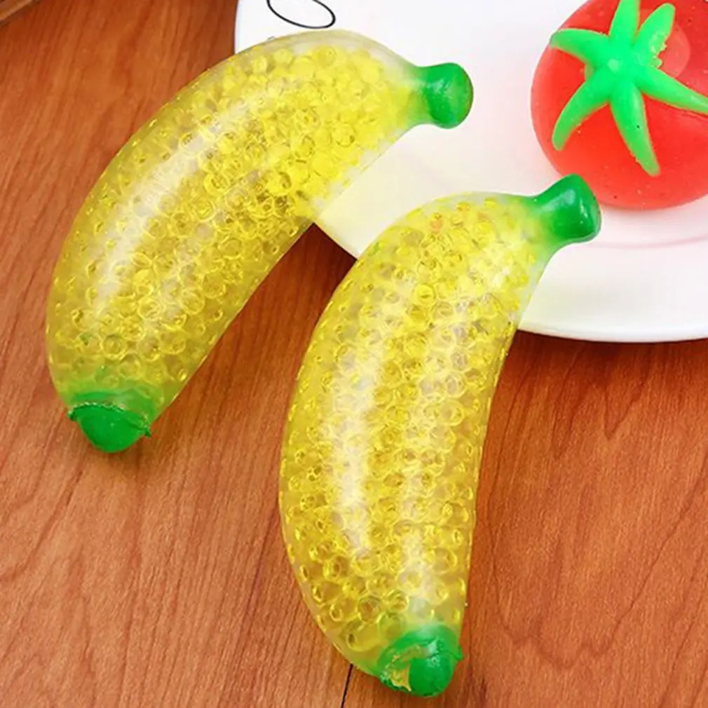 

Spongy Banana Bead Stress Ball Toy Squeezable Soft Fruit Shape Sensory Decompression Fidgeting Rebound Squeeze Toys