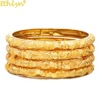 ethlyn 4 pieceslot indian luxury fashion jewelry gold color openable bangles bracelet for women bride wedding accessories b213
