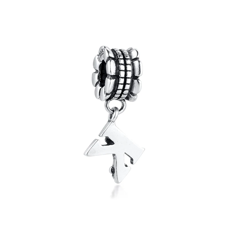 Подходит для браслетов Pandora Beads подвеска в виде букв K 100% дюйма Серебряное