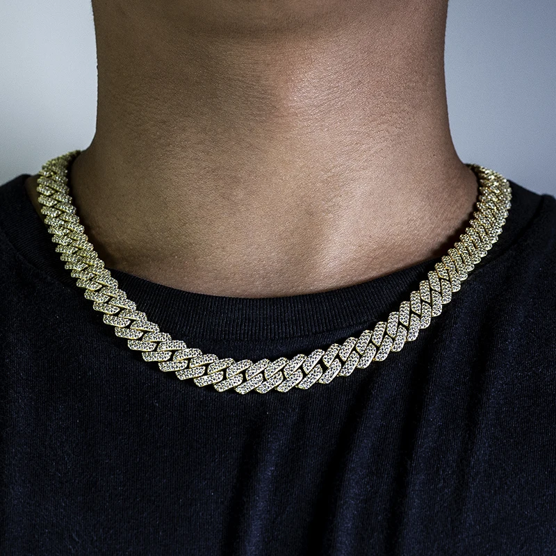

Custom Moissanite Cuban Link Chain Necklace Iced Out Hip Hop Jewelry 925 Silver Gold Plated 22 Inches