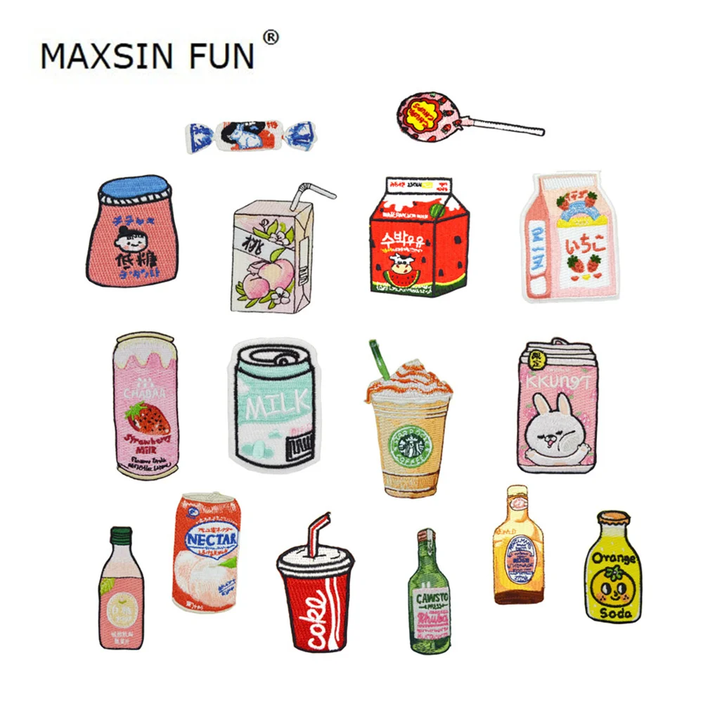 MAXSIN FUN модная вышитая мультяшная наклейка конфеты патчи с молоком утюжок на