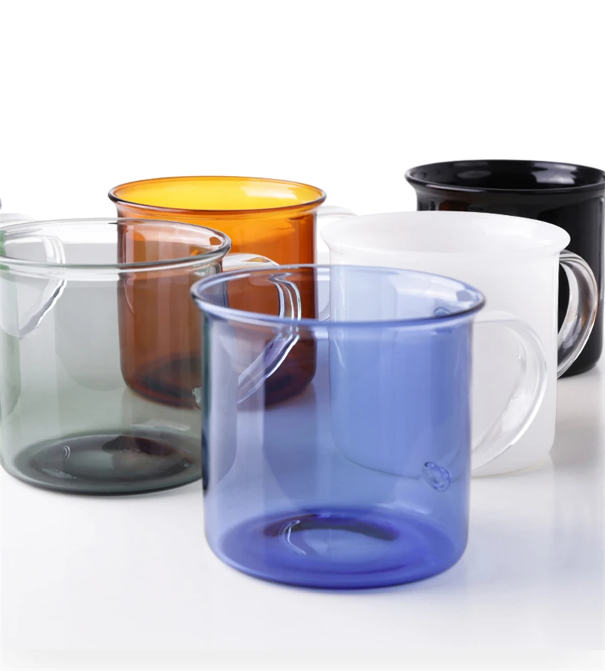 

400ml Simple Glass Minimalism Coffee Cup With Handle Water Cafe Cup Transparent Milk Mug Teacup Juice Cup Court Feel Drinkware