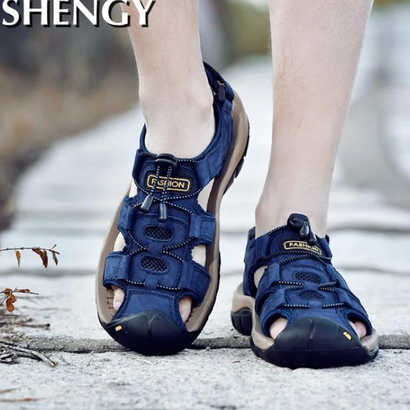 Сандалии мужские классические мягкая подошва удобные босоножки большие размеры