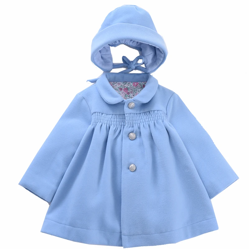 Зимнее утепленное пальто с шапкой для маленьких девочек 2 предмета шерстяное