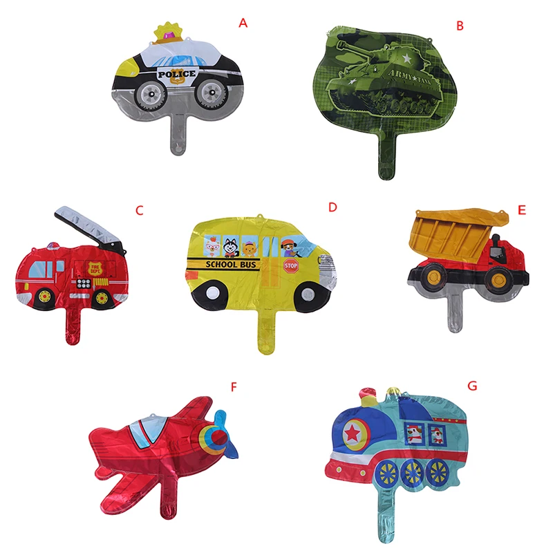 DIY Мультяшные автомобильные воздушные шары пожарная машина поезд фольгированный