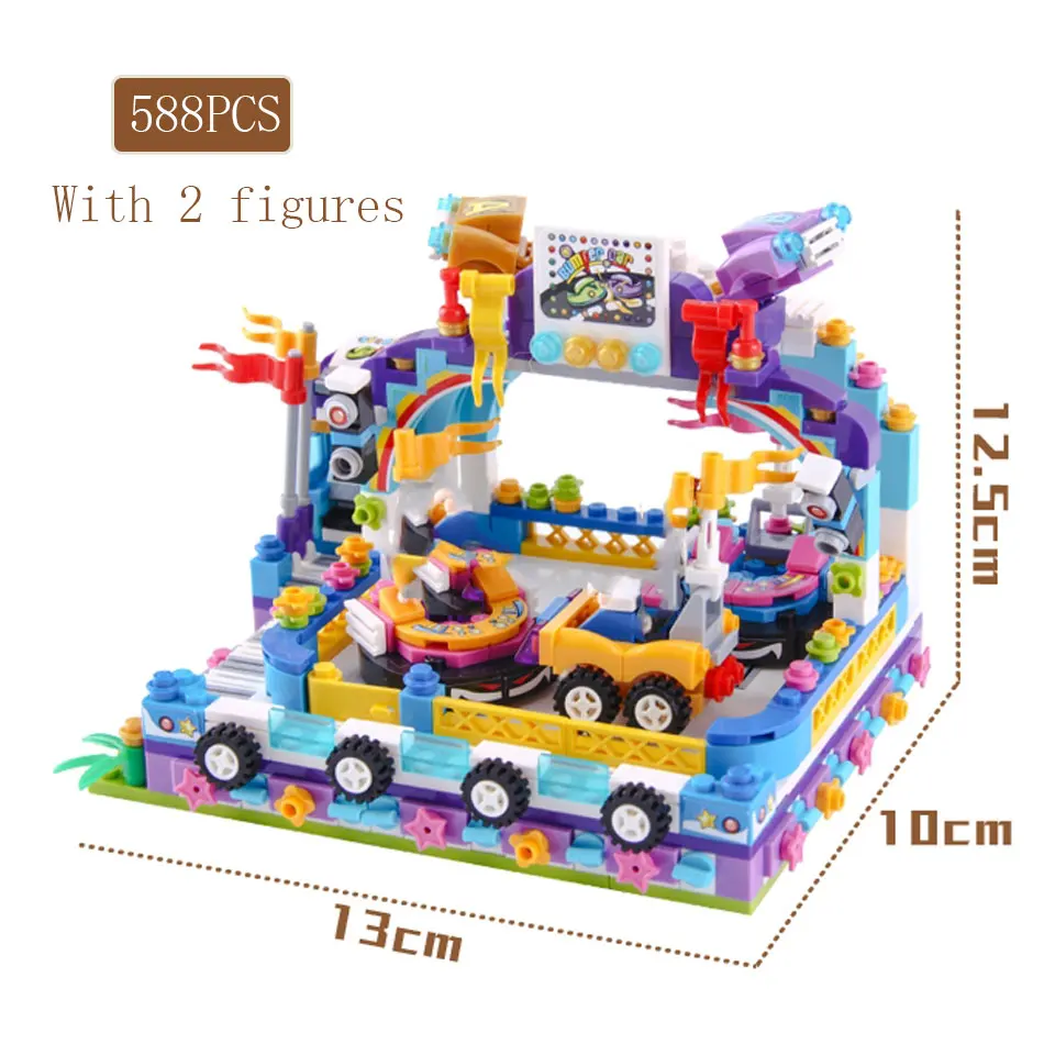 

588pcs Bumper cars Micro Building Blocks Mini Bricks Amusement Park Construction Educational Toys for Children Gift
