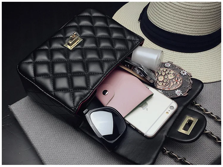 Новинка 2019 Женская клетчатая сумка на цепочке с бриллиантами женская одно плечо