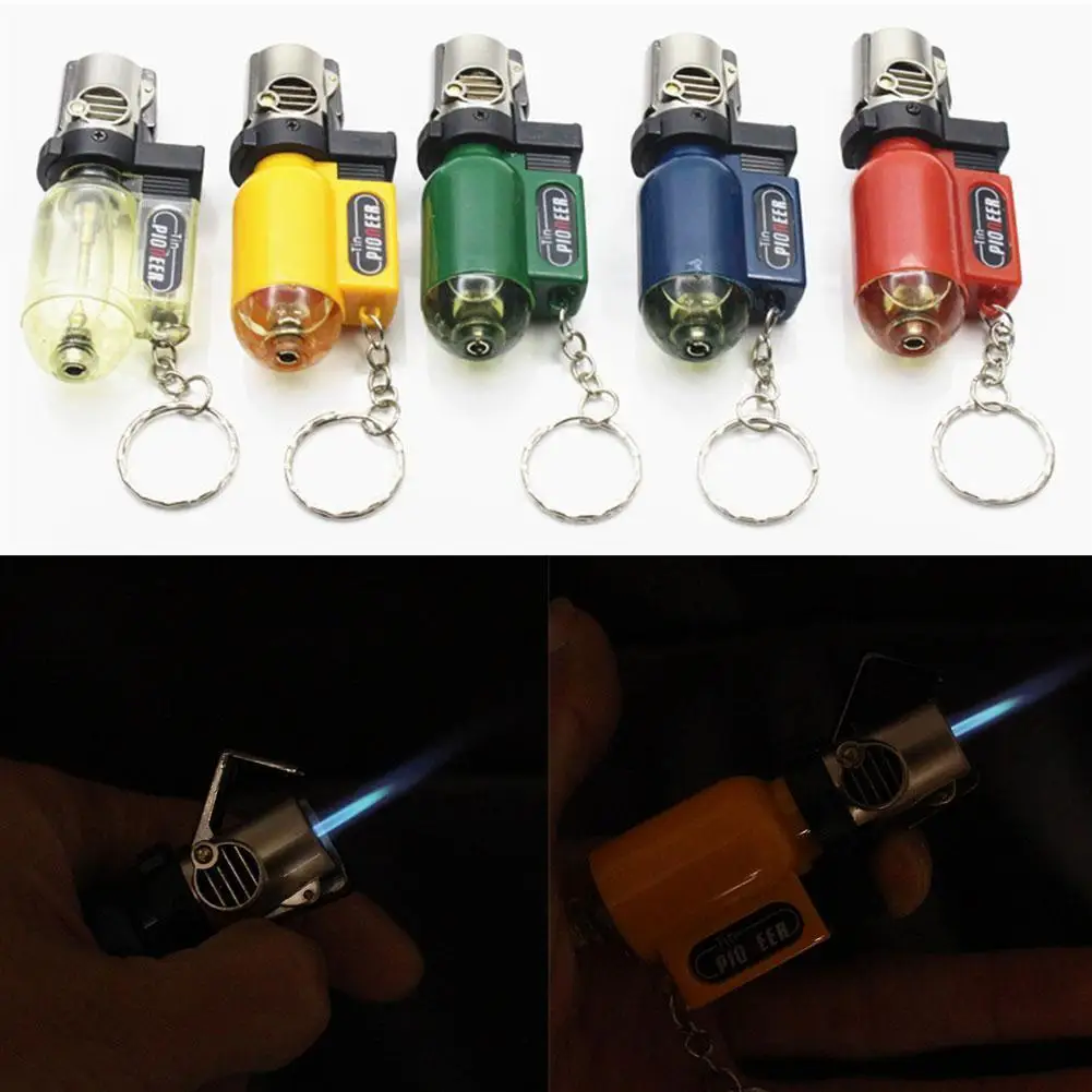 

Toys For Boys For Girls Torch Lighter With Fire Lock Jet Straight Flame Windproof Fuel Visible Fireplace Lighters Campfire