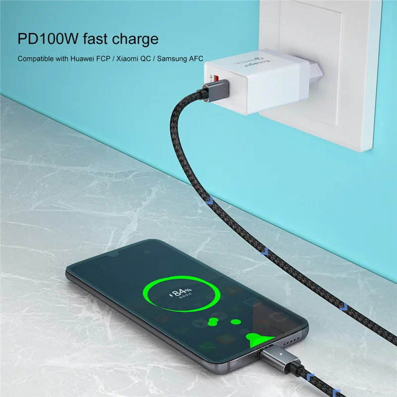 100 Вт магнитного типа C микро USB кабель 5A быстрой зарядки QC4.0 Переходник PD Type для