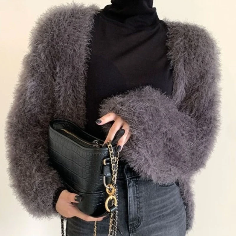 

Women Coat Autumn And Winter Lazy Loose Long Sleeve Soft Waxy Cardigan Knitted Sweater Coat Women