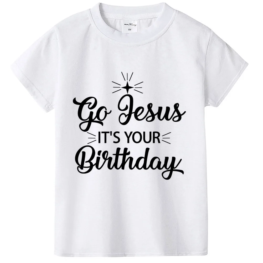 Go Jesus It's Your Birthday; Лидер продаж; модная Рождественская одежда унисекс; футболка с короткими рукавами и забавным принтом для мальчиков и девочек; одежда - Цвет: KW51-KSTWH-