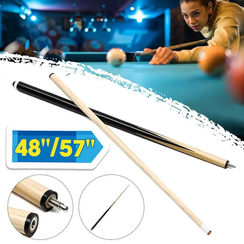 

57inch Wooden Pool American Snooker Cues 2-Piece 1/2 Assemble Billiards Cues Stick House Bar Adult Home Game Entertaining Tools