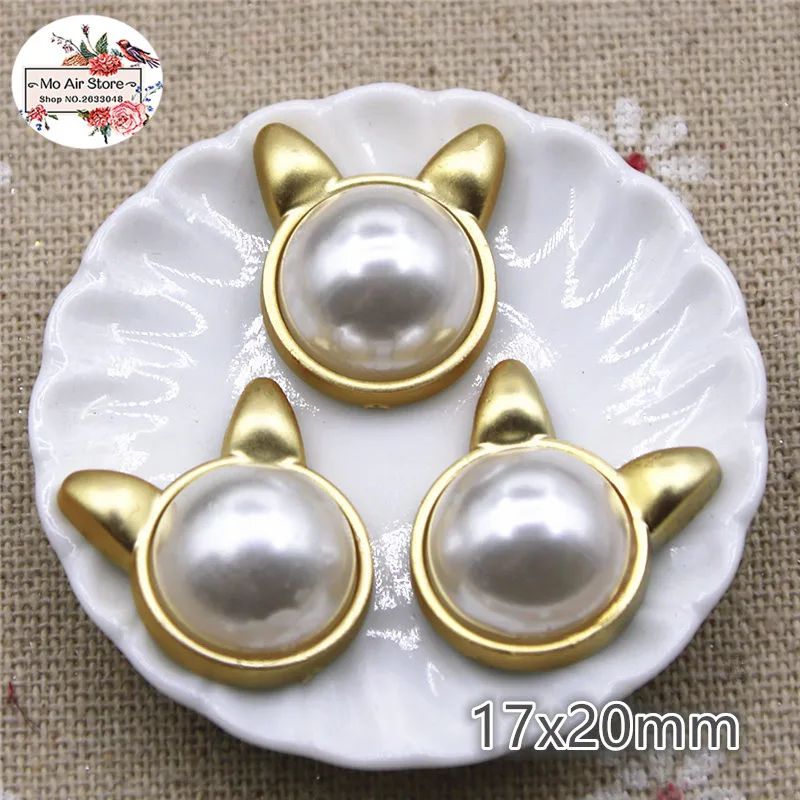 20pcs 17x20mm golden pearl cat head Home Garden Crafts Cabochon Scrapbooking Clothing accessories | Дом и сад