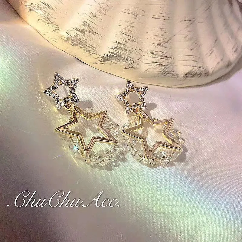 Серьги гвоздики из стерлингового серебра 925 пробы со звездой для женщин