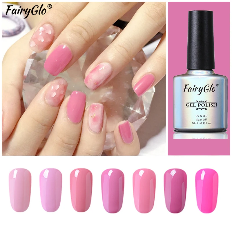 

FairyGlo лак для ногтей 10 мл розовый цвет УФ Гель-лак, семиперманентный лак для ногтей УФ-гель Лаки для ухода за ногтями Маникюрный для гелей