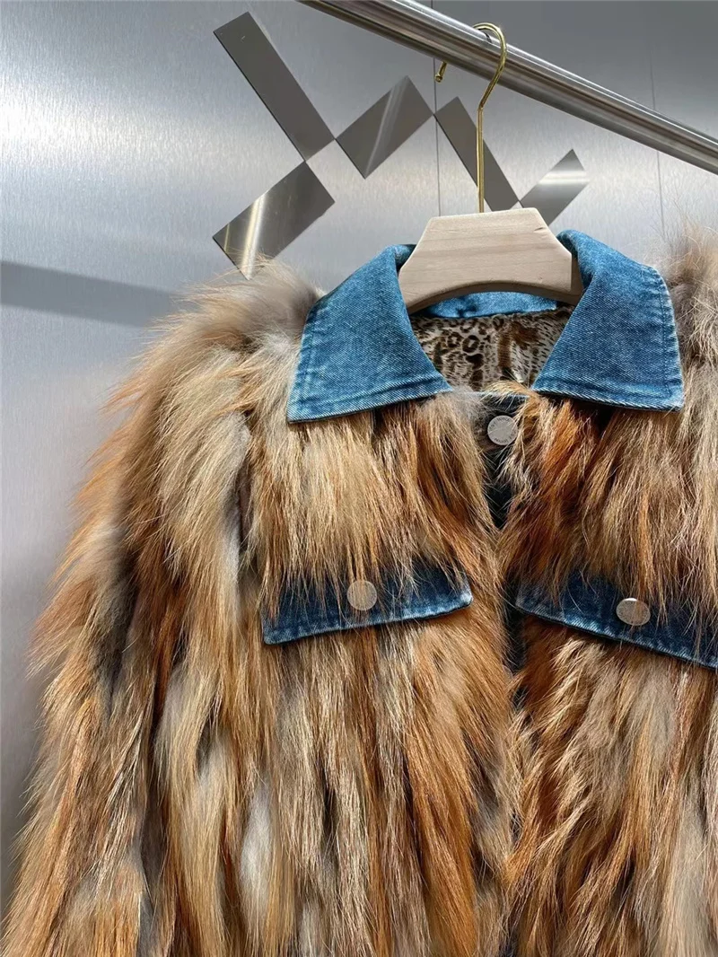 Fashion Ladies Real Fur Jacket Single Breasted Natural Fox Fur Coat Women enlarge