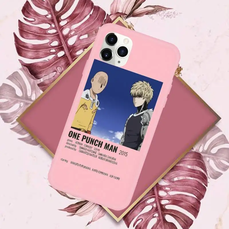 

One Punch Man Anime Phone Case Candy Color for iPhone 6 7 8 11 12 s mini pro X XS XR MAX Plus